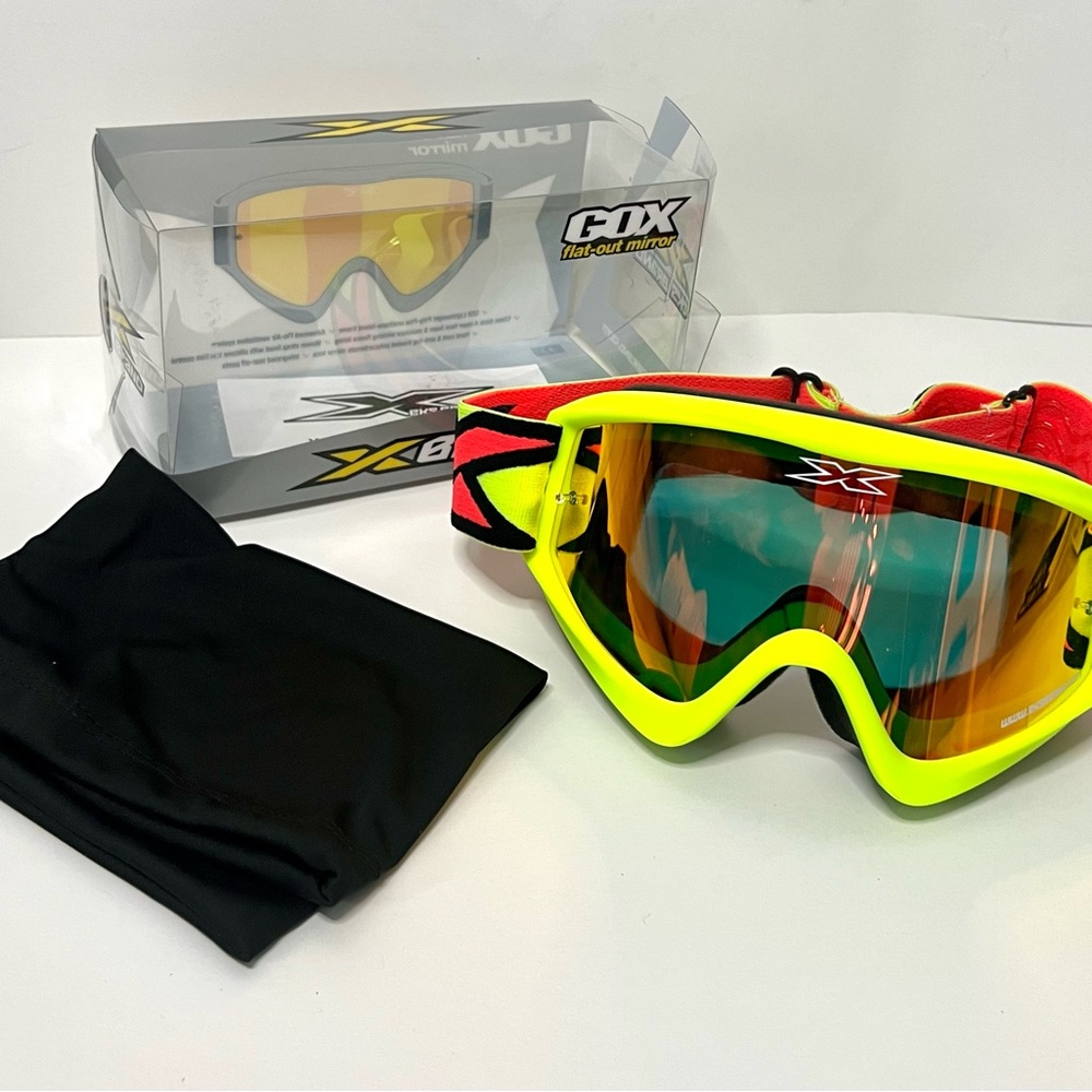EKS BRAND FLATOUT SKI GOGGLE FLO YELLOW/BLACK/FIRE RED MIRROR LENS // 067-60360